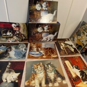 Vintage French cat art cards Peony Press kitten print cards 13 Notecards retro